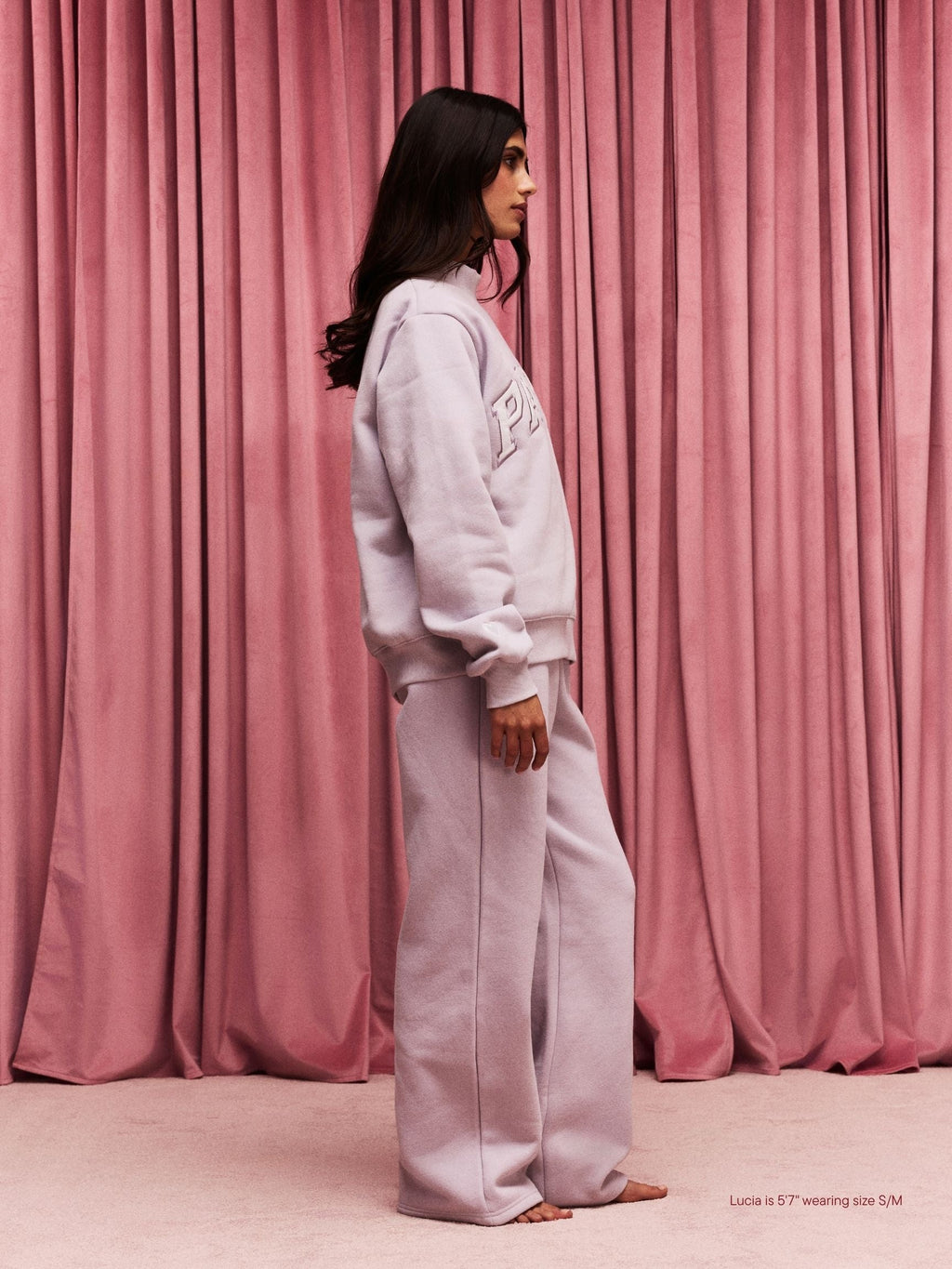 Valentine's Varsity Mockneck - Lavender + White