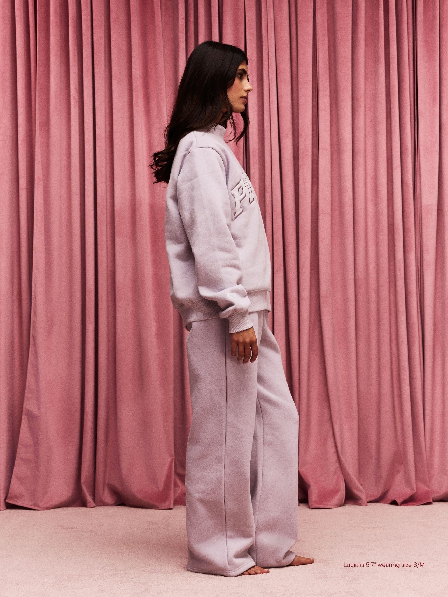 Valentine's Varsity Mockneck - Lavender + White