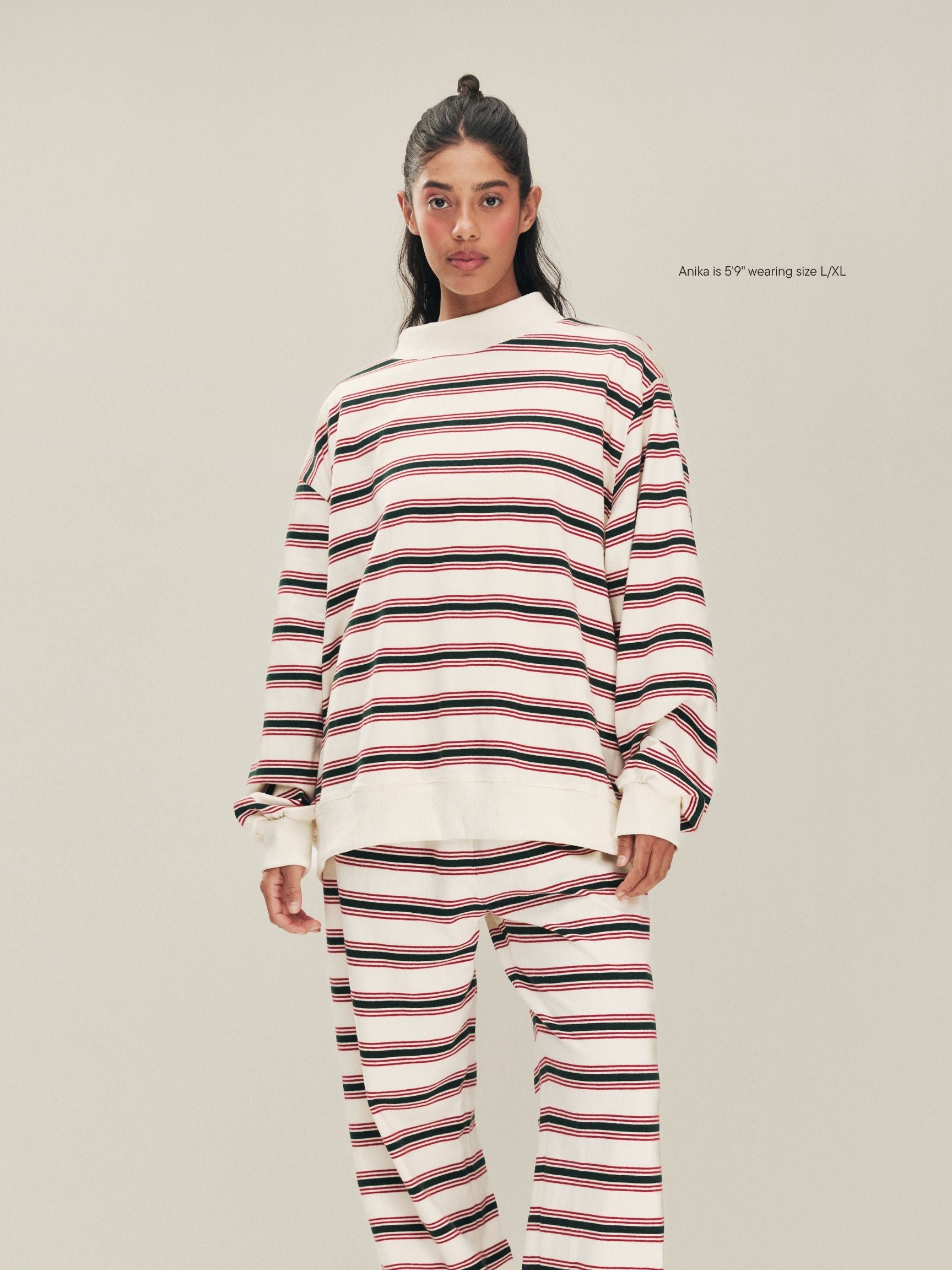 Holiday Striped Mockneck Pullover