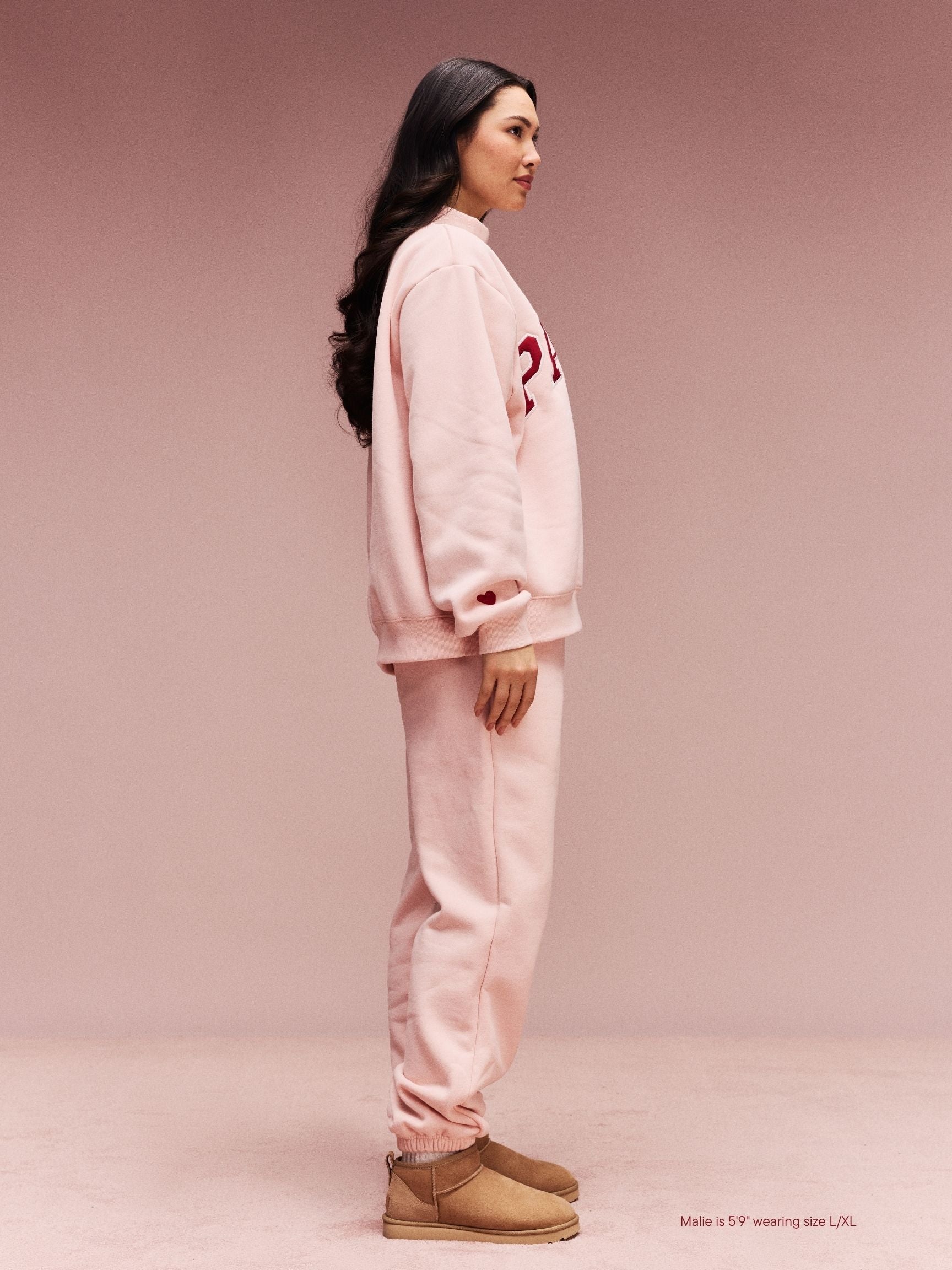 Valentine's Varsity Mockneck - Peony + Crimson