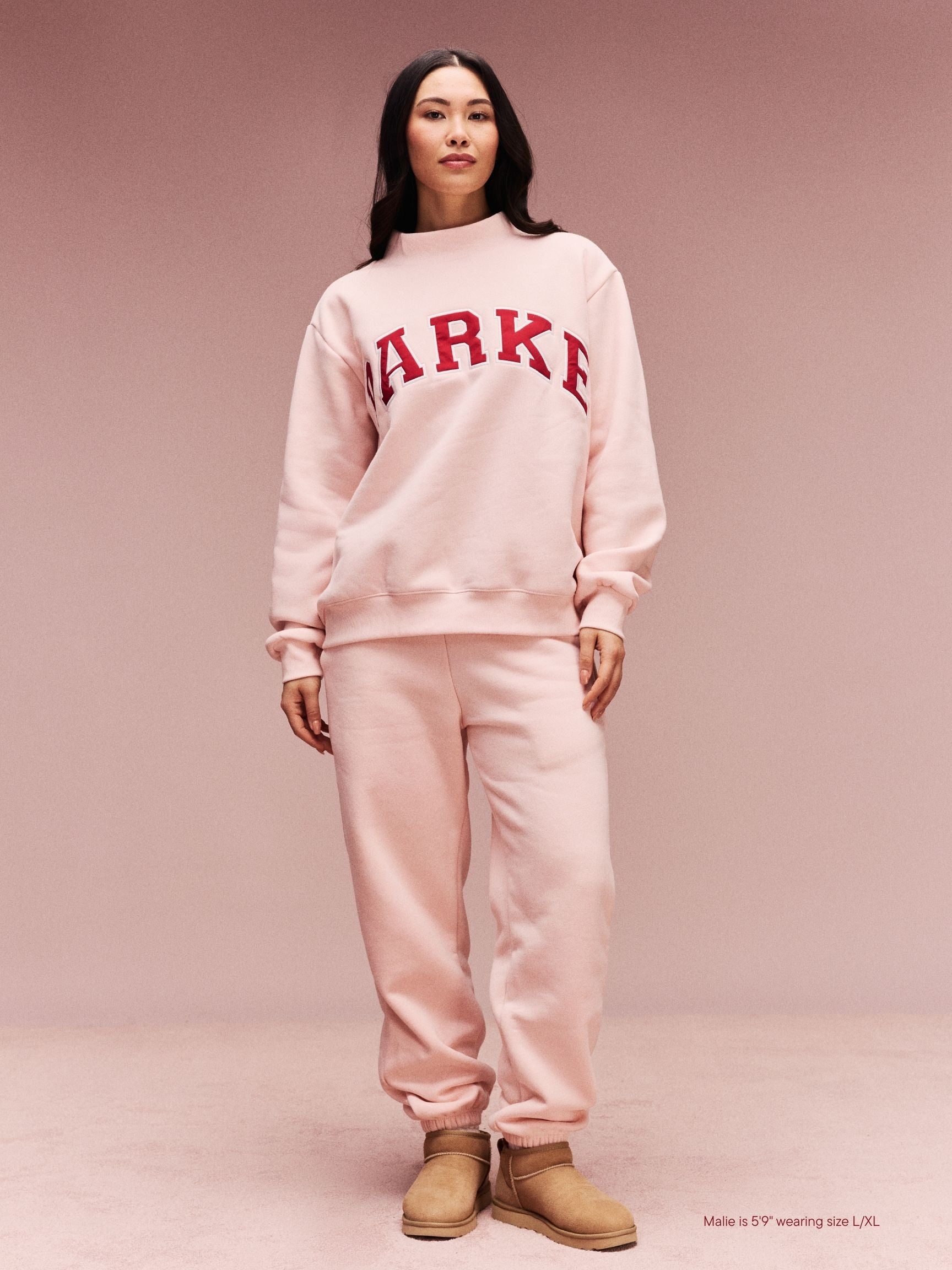 Valentine's Varsity Mockneck - Peony + Crimson