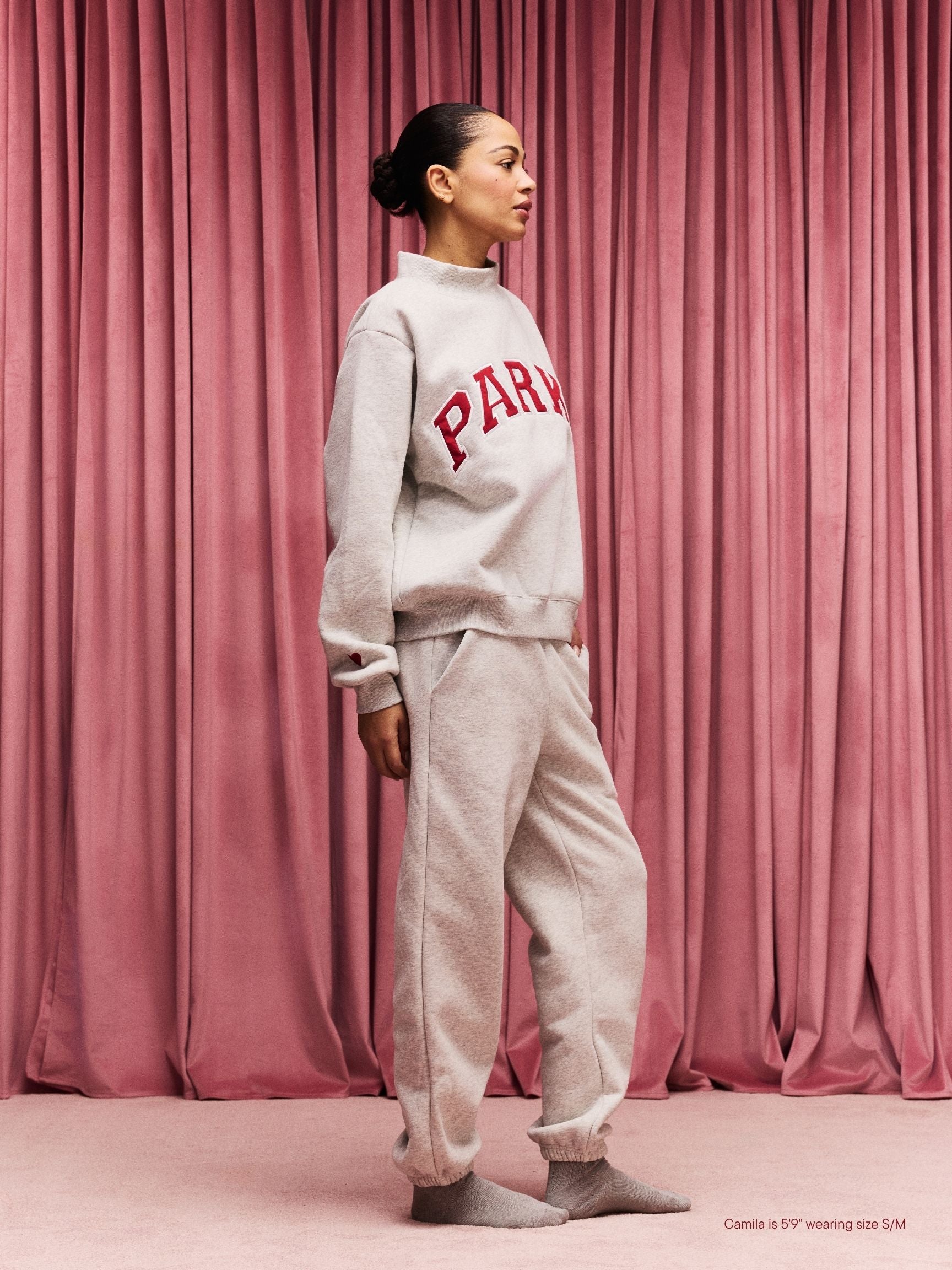 Valentine's Varsity Mockneck - Classic Grey + Crimson