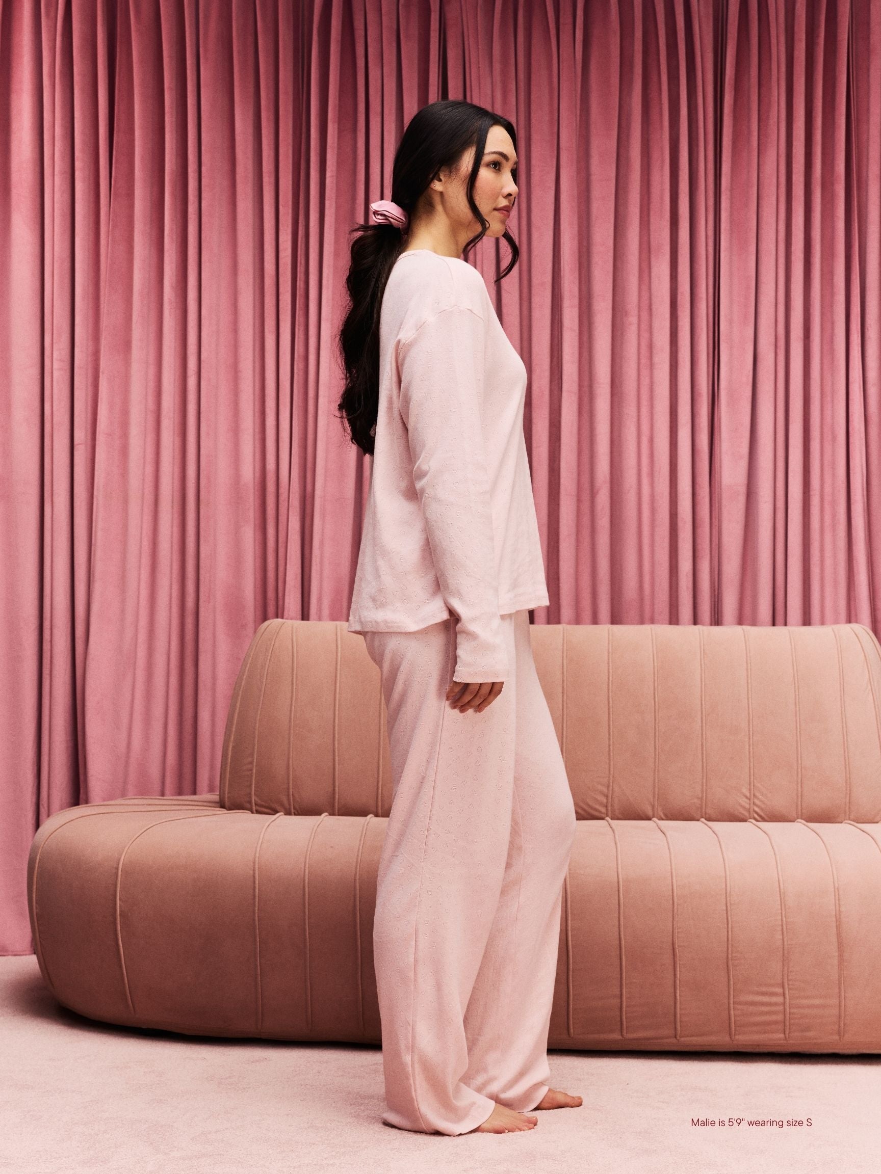 Heart Pointelle Long Sleeve - Peony