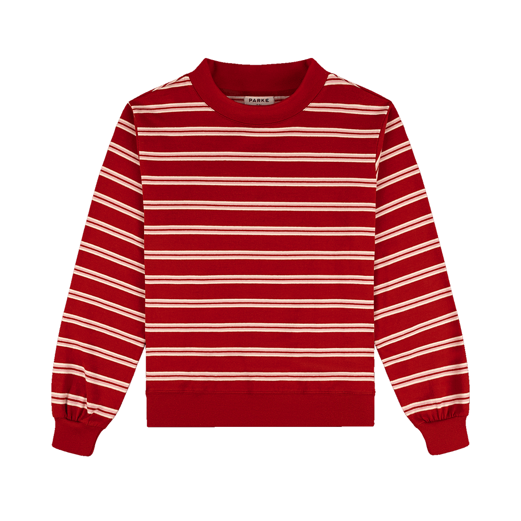 Striped Mockneck Pullover -amour stripe