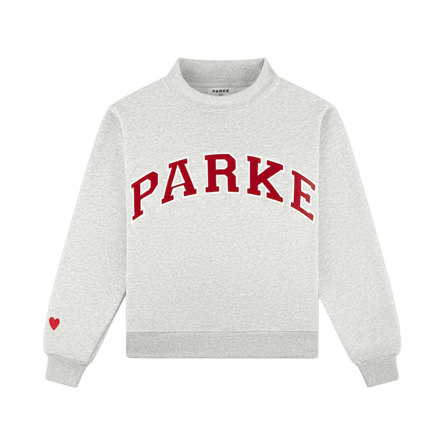 Valentine's Varsity Mockneck -classic grey + crimson