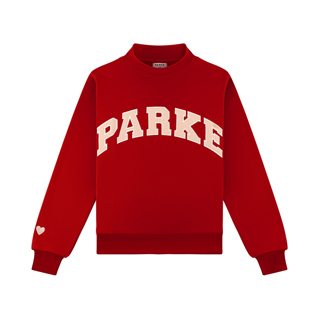 Valentine's Varsity Mockneck -crimson + peony
