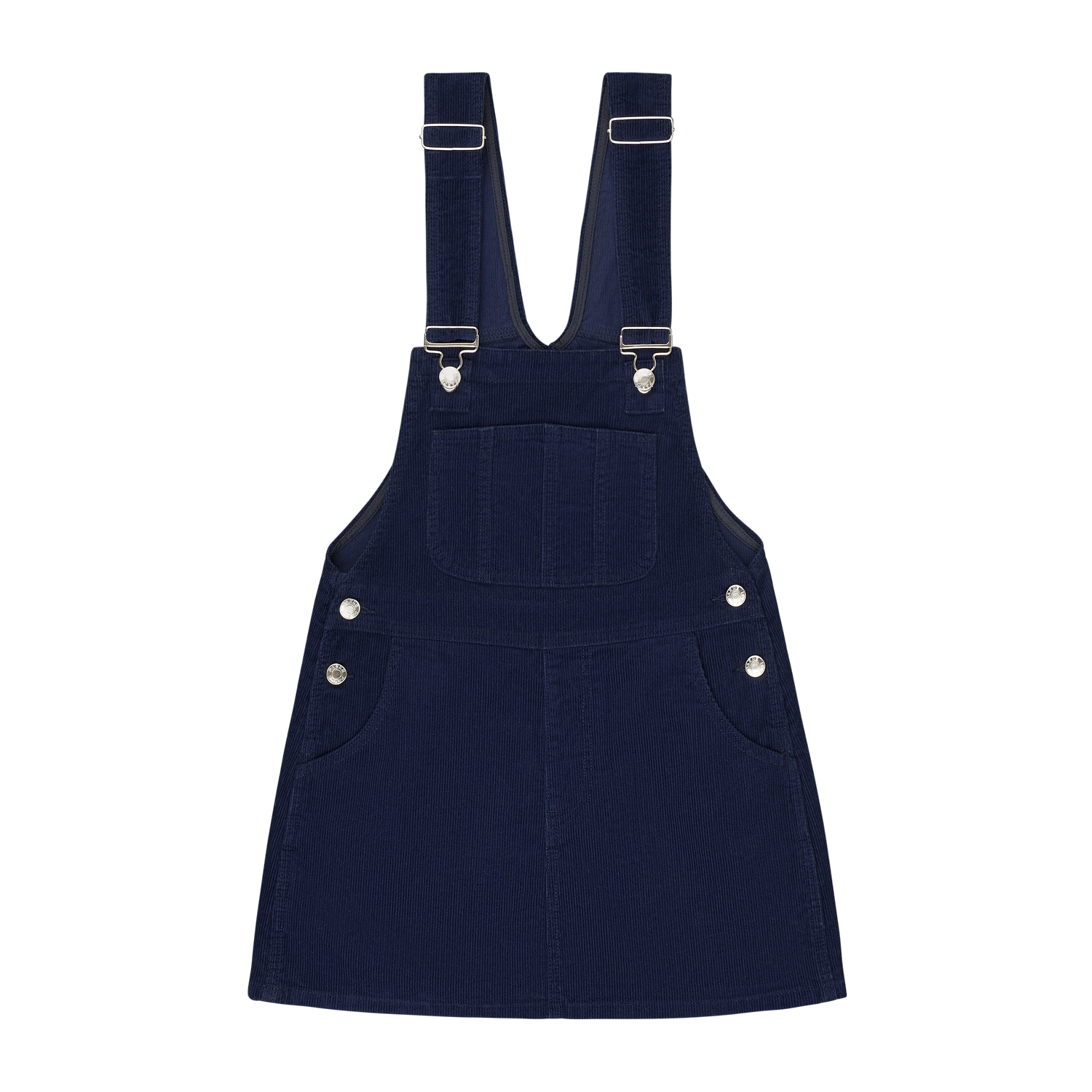 Corduroy Overall Mini Dress -navy corduroy 