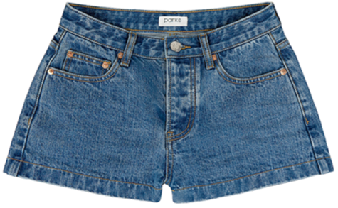 med wash denim mini short flat lay -med wash