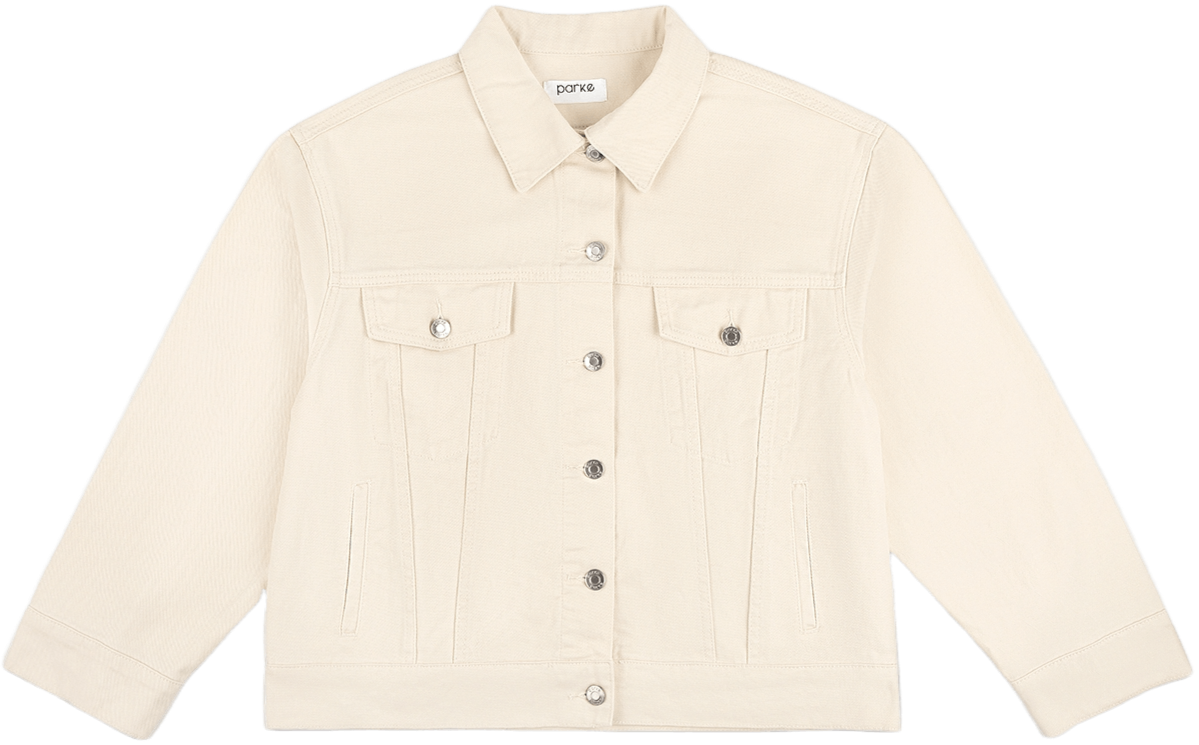 cream oversized jean jacket flat lay -cream