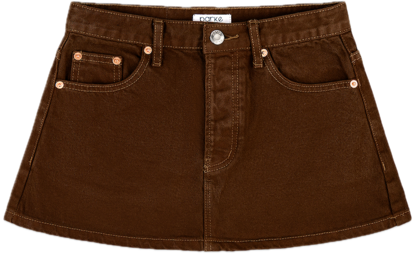 denim mini skirt -chocolate