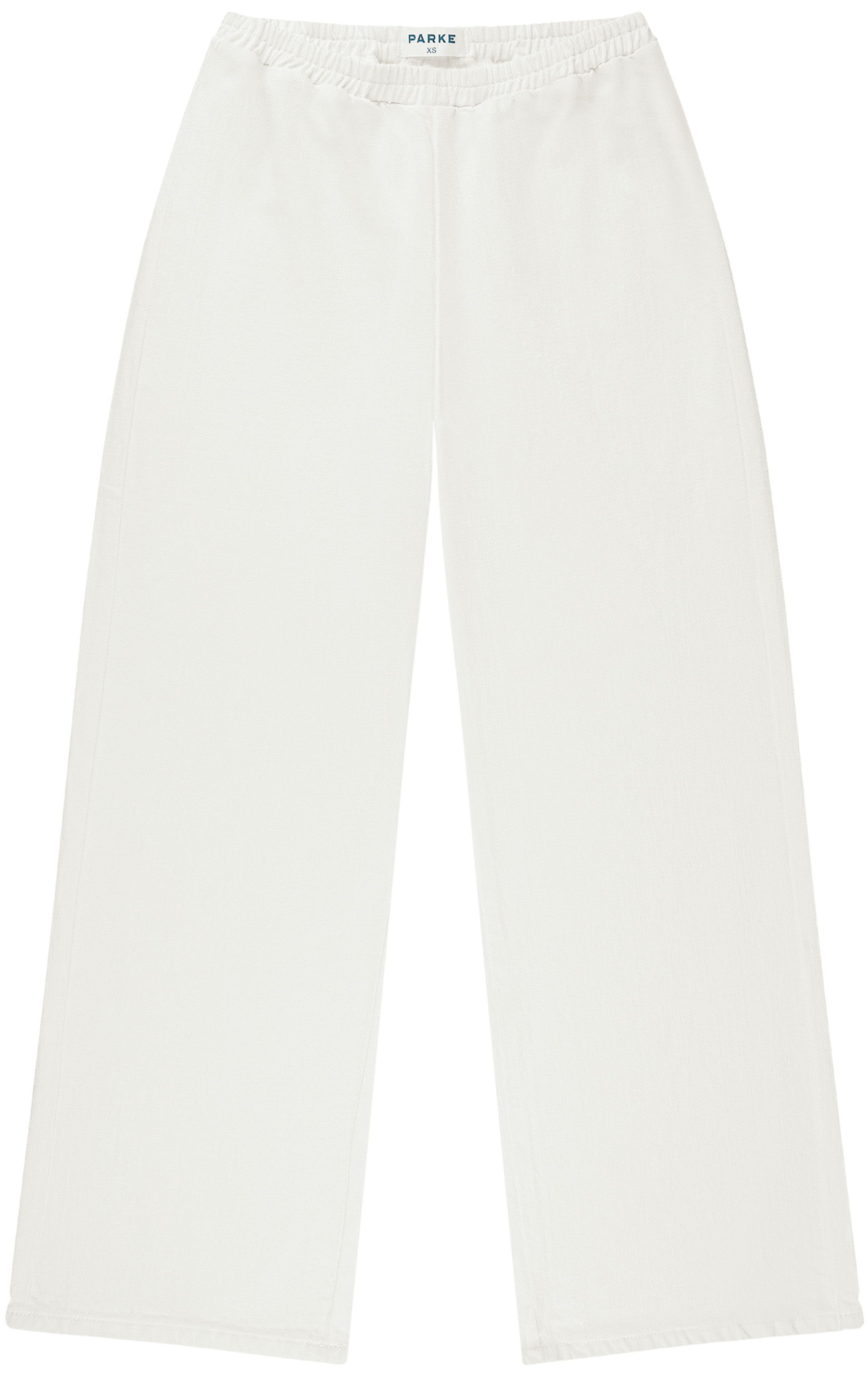 elastic denim pant flat lay -white