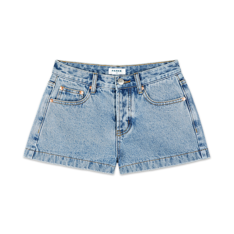 denim min short flat lay -vintage wash