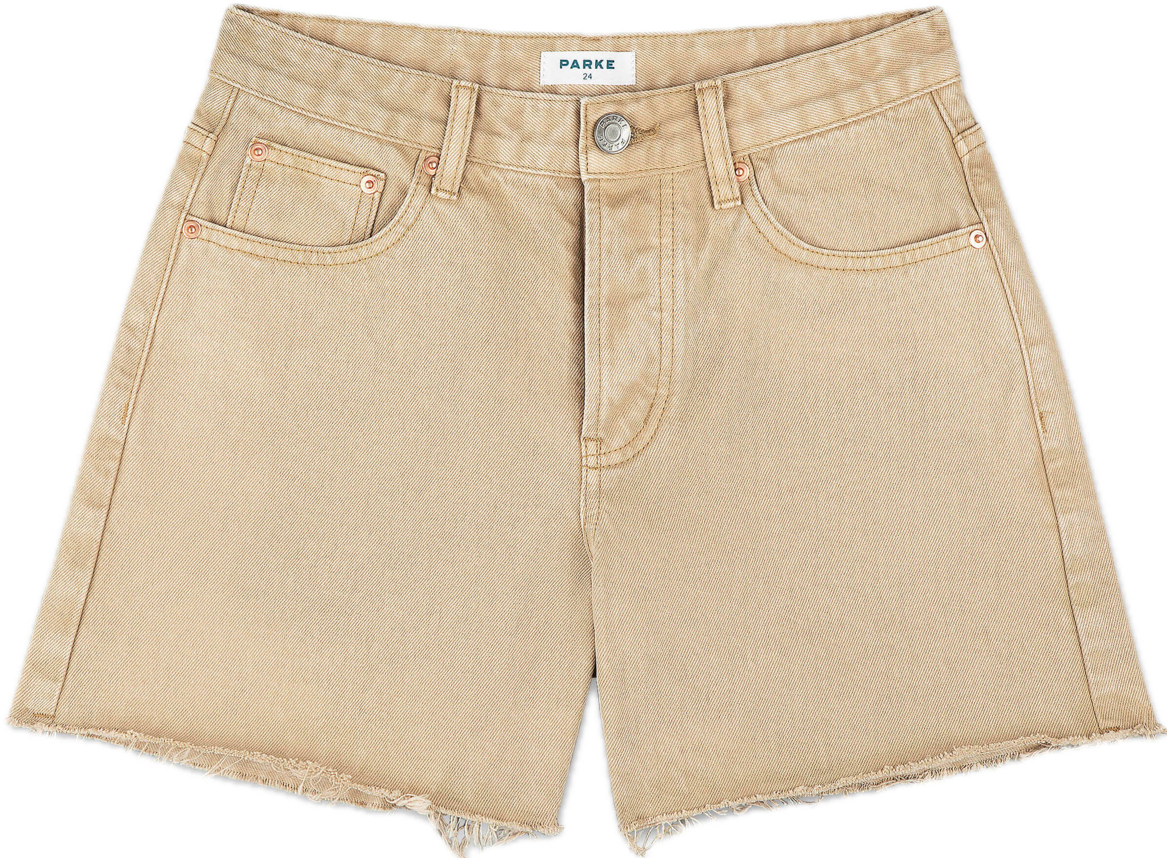 long baggy shorts flat lay -camel
