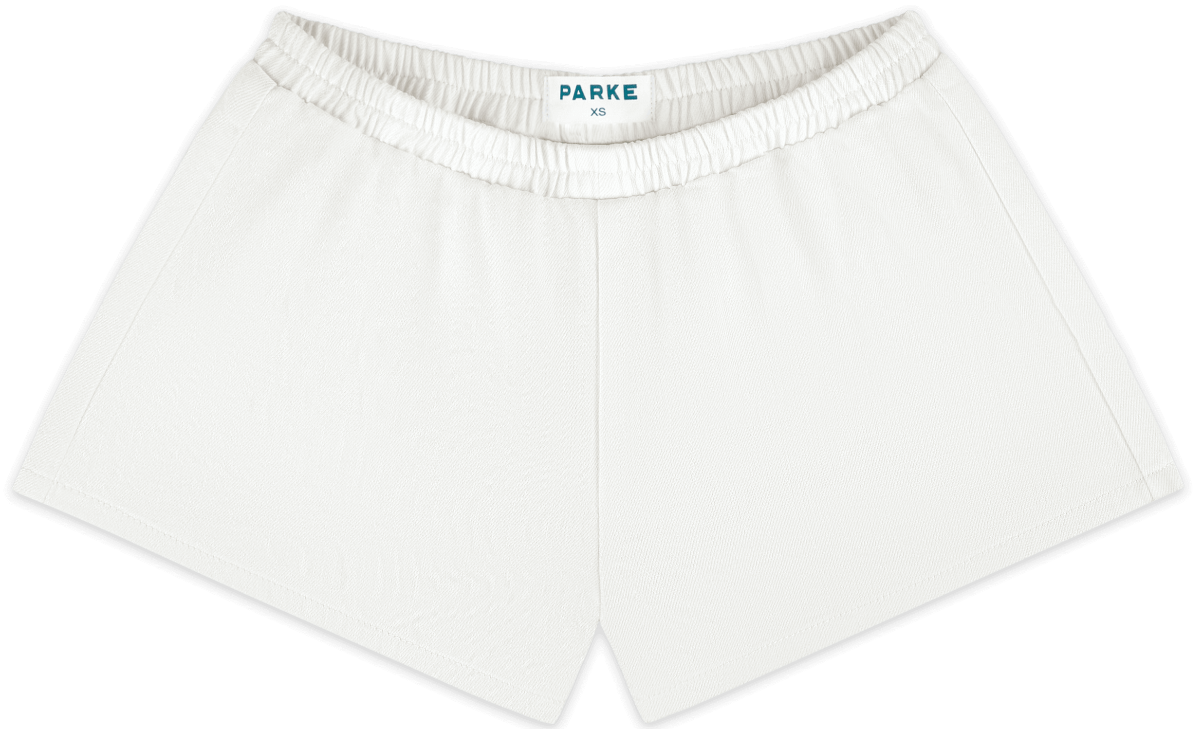 elastic denim short flat lay -white