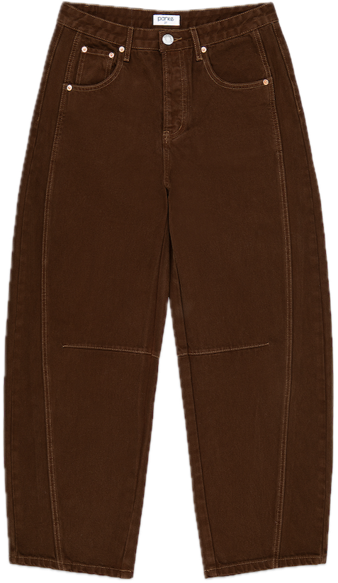 chocolate horseshoe jean flat lay - chocolate