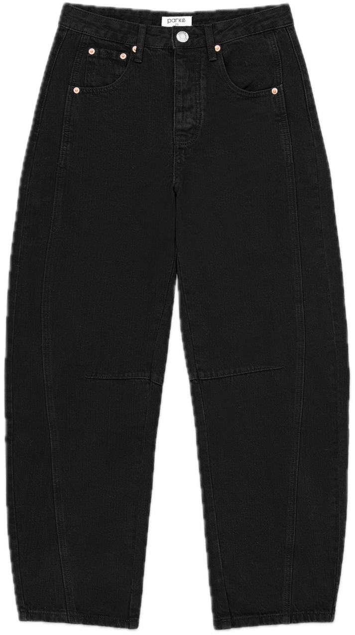 black horseshoe jean flat lay -black